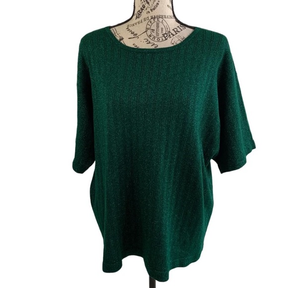 c. b. Collections women’s 3X glittery green blouse - Picture 1 of 11